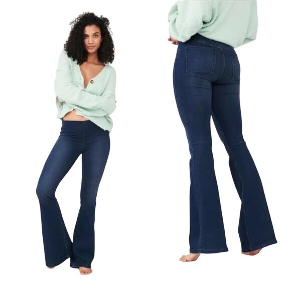 Free People Penny Pull On Flare Denim Jegging Jeans Stretch OB542650 Size 30 - Picture 8 of 8